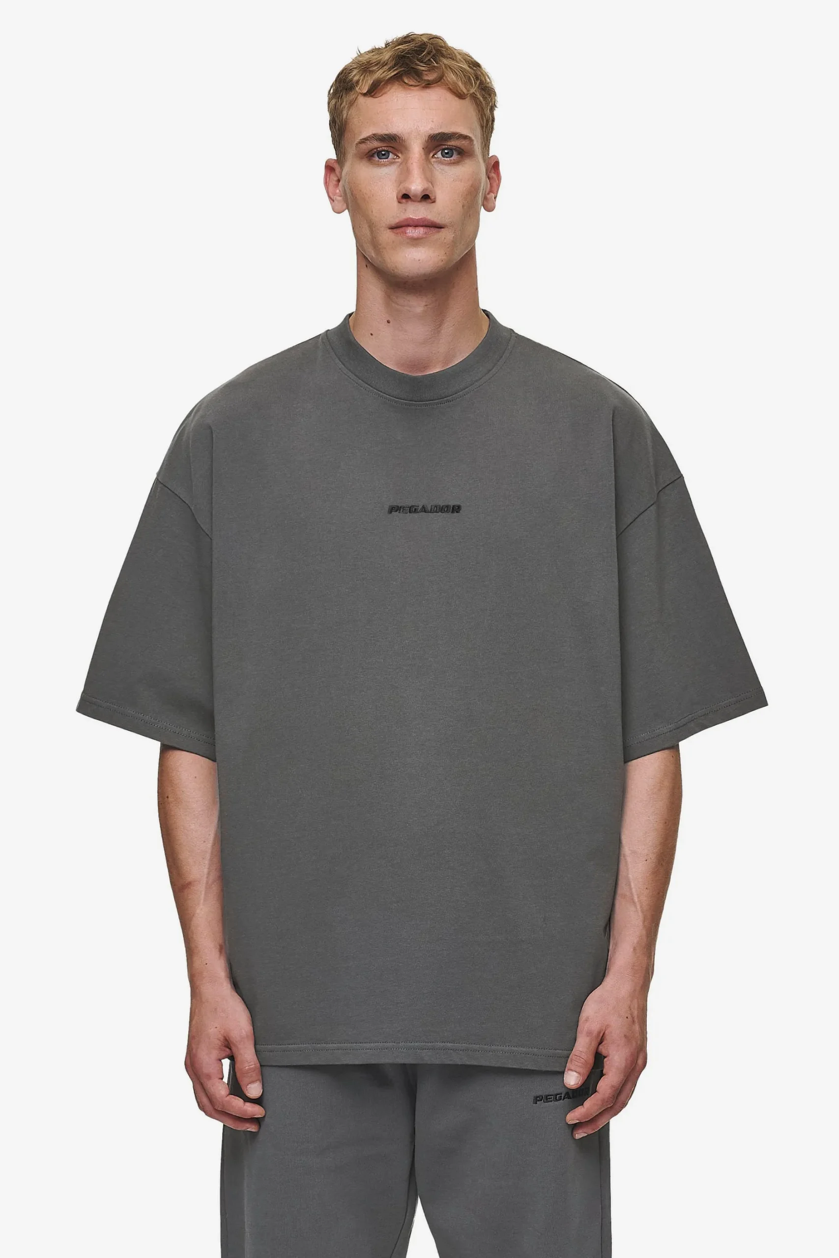 Pegador Tees|Logo Boxy Tee Washed Anthracite