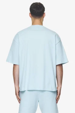 Pegador Tees|Logo Boxy Tee White Gum Washed baby blue