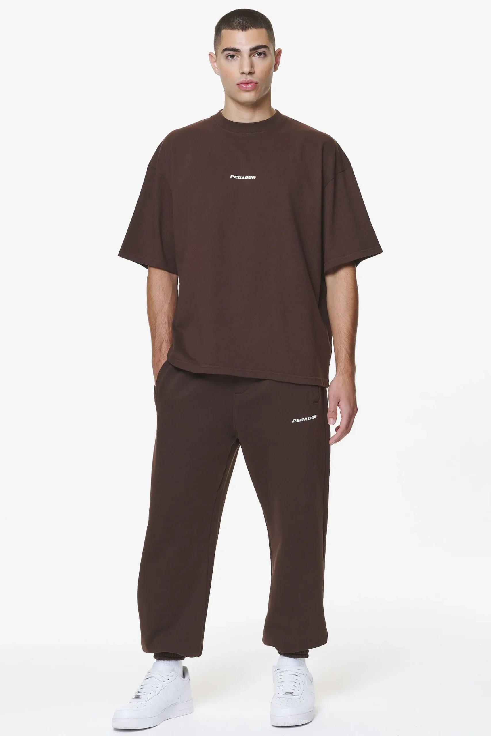 Pegador Tees|Logo Boxy Tee Gum Washed oak brown
