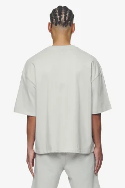Pegador Tees|Logo Boxy Tee White Gum Washed pearl grey