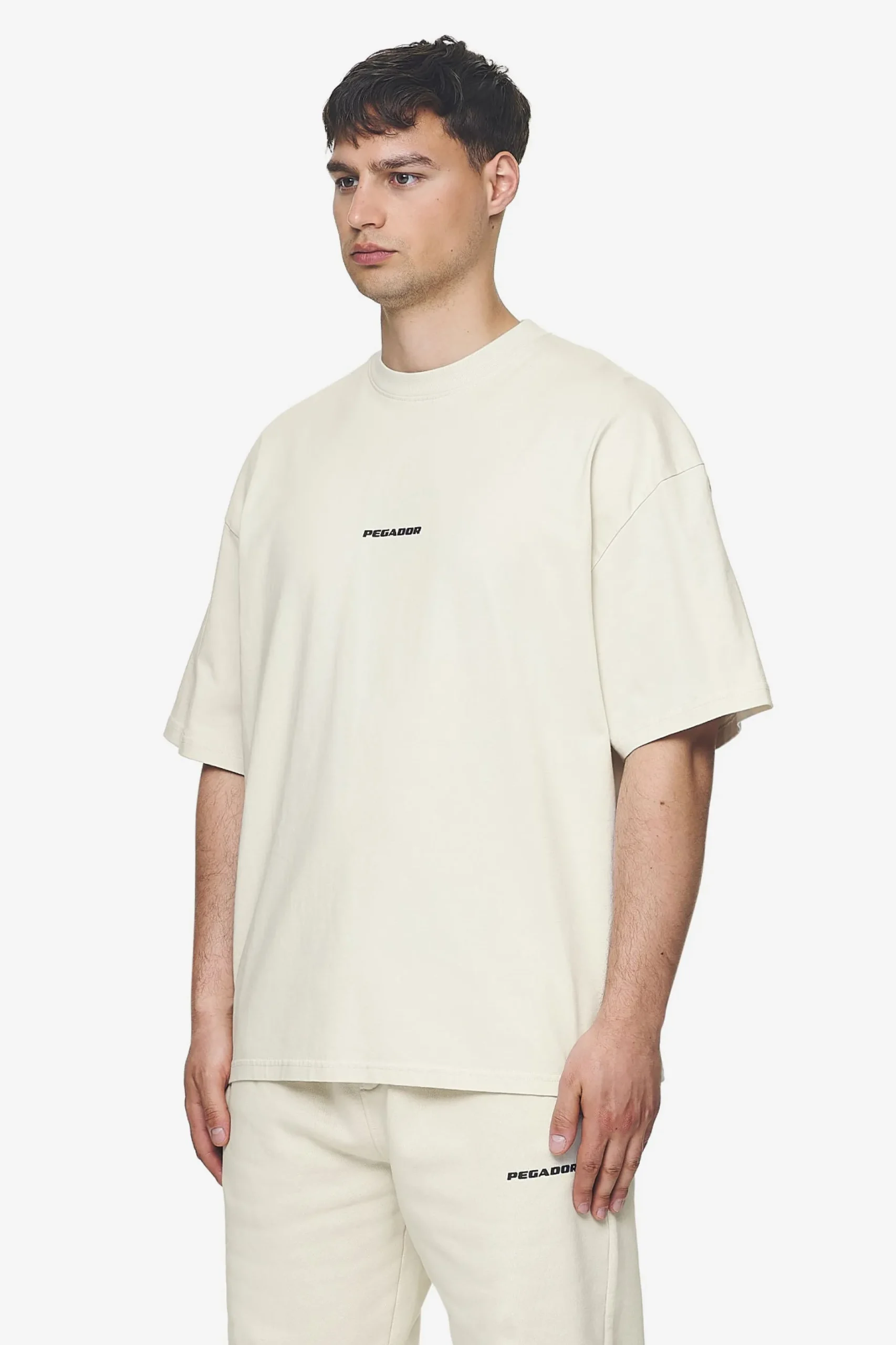 Pegador Tees|Logo Boxy Tee Black Gum Washed salty cream