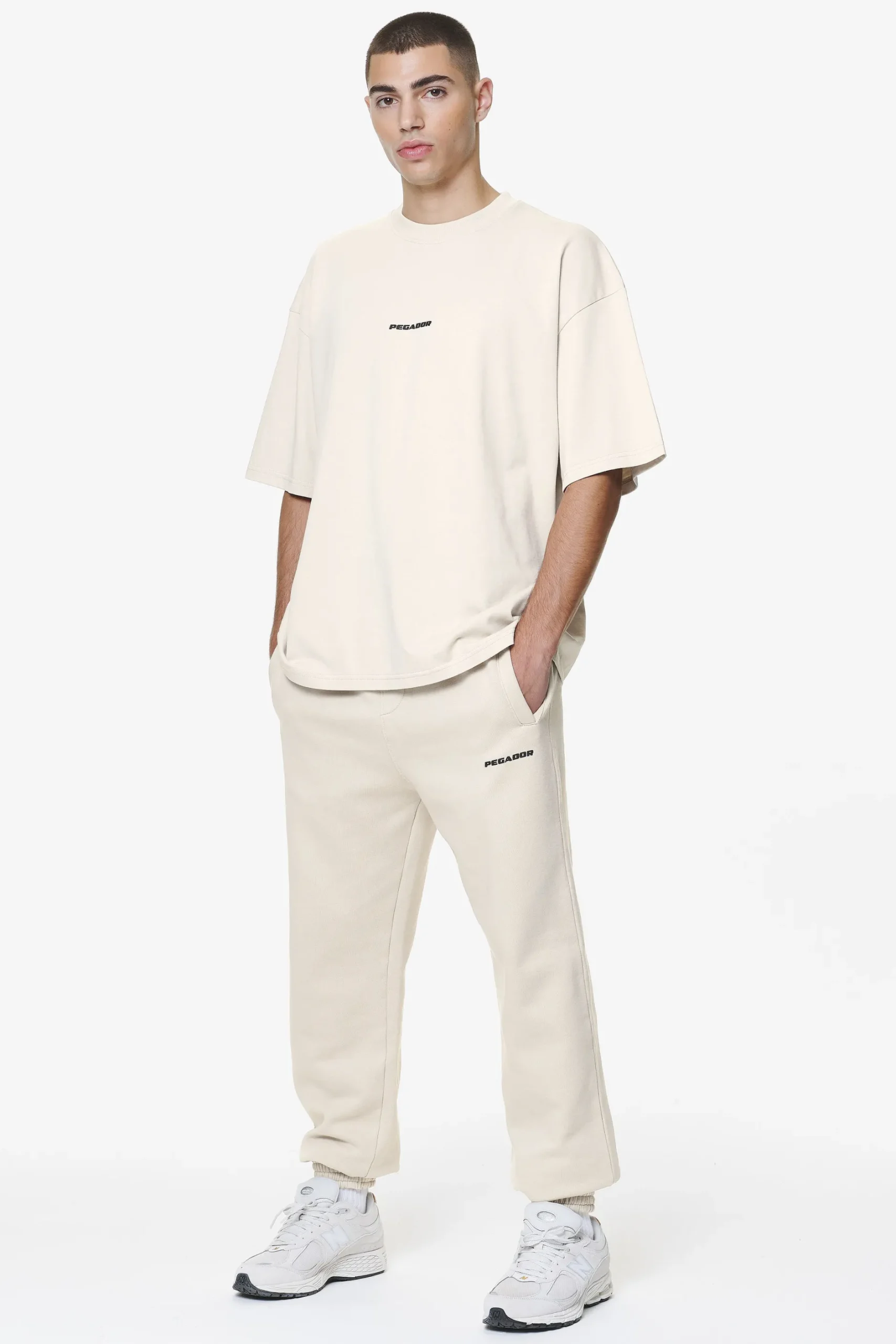 Pegador Pants & Joggers|Logo Heavy Sweat Jogger Gum Washed dust cream