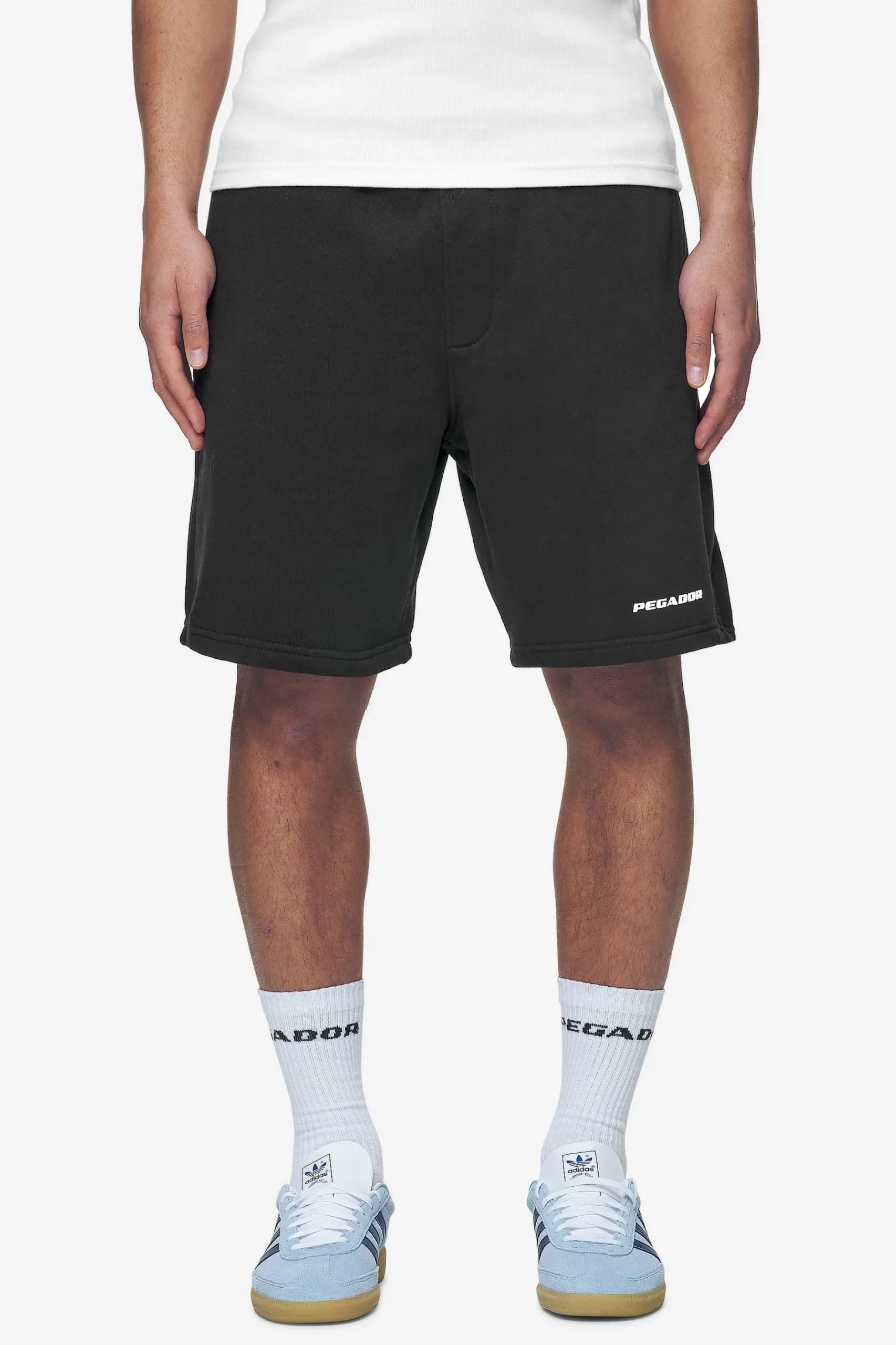 Pegador Shorts|Logo Heavy Sweat Shorts White Gum Washed black