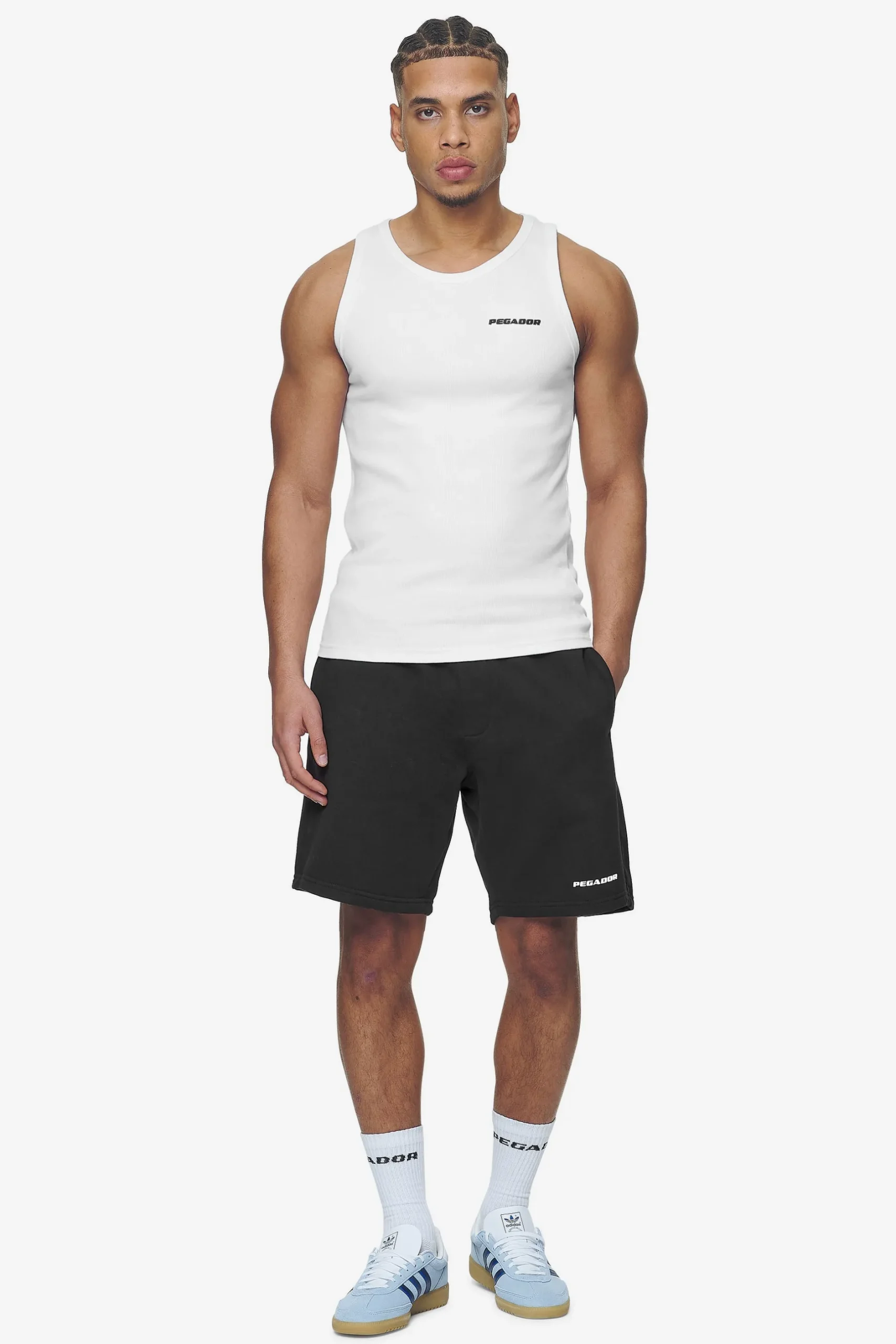 Pegador Shorts|Logo Heavy Sweat Shorts White Gum Washed black