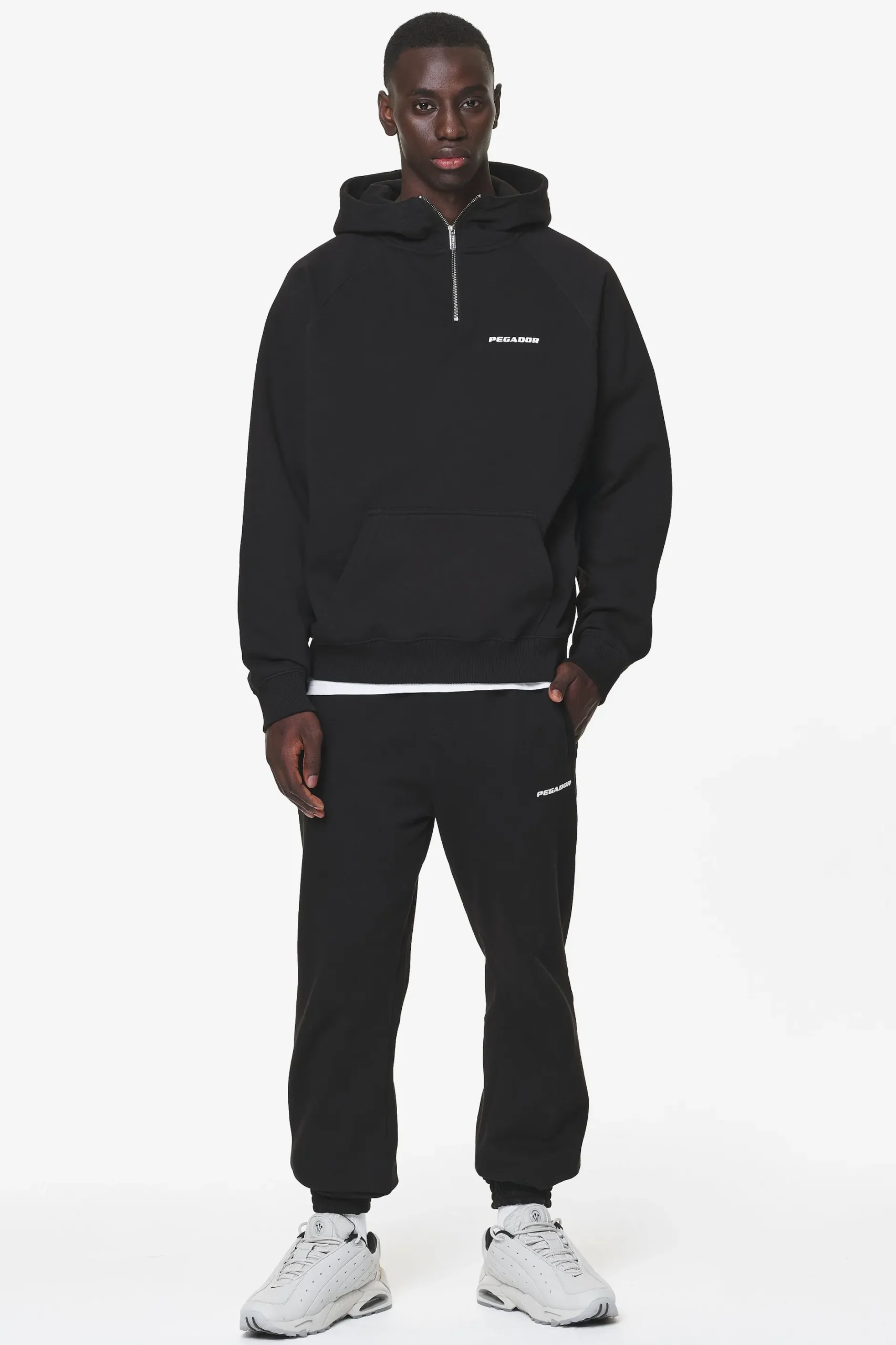 Pegador Hoodies|Logo Oversized Halfzip Hoodie Gum Black