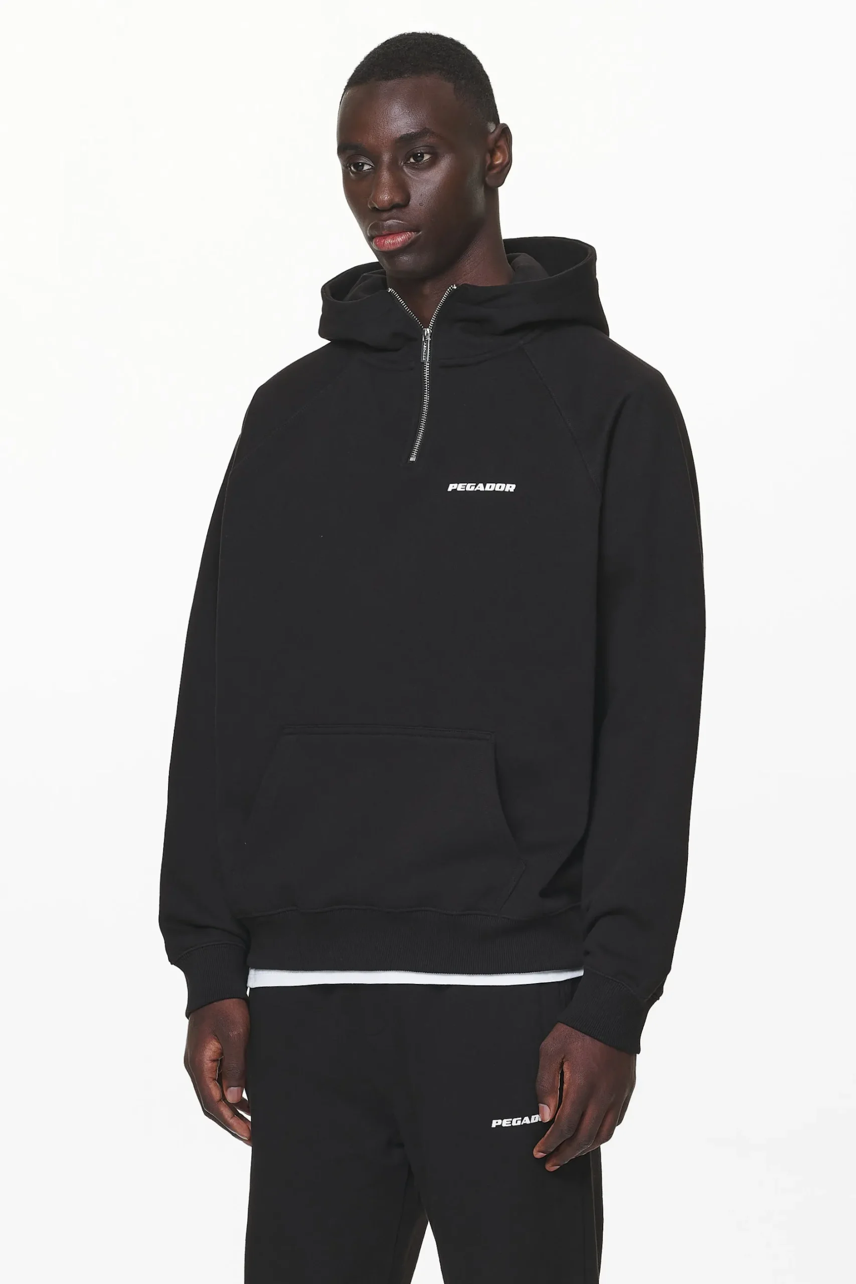 Pegador Hoodies|Logo Oversized Halfzip Hoodie Gum Black