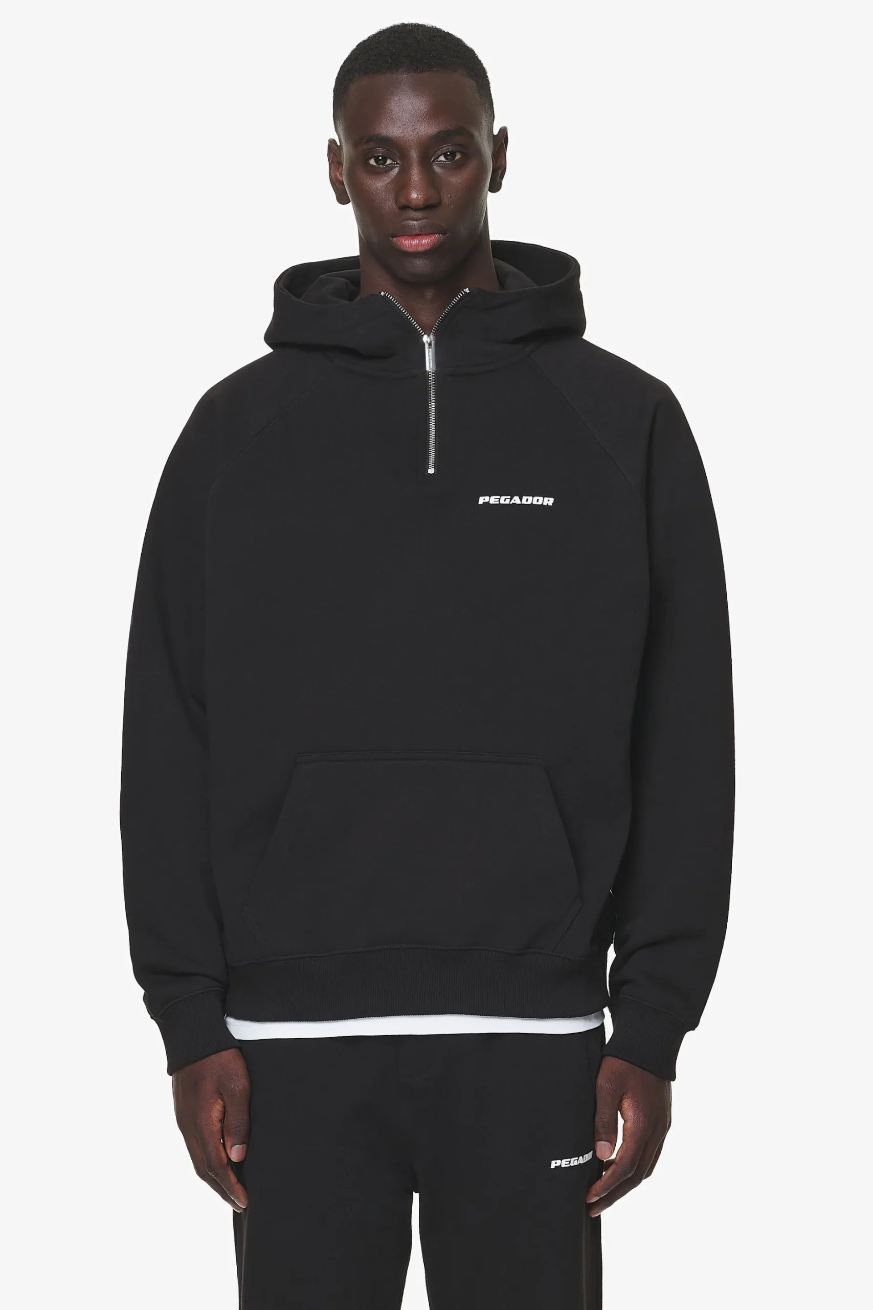 Pegador Hoodies|Logo Oversized Halfzip Hoodie Gum Black