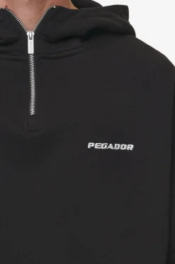Pegador Zip Hoodies|Hoodies|Logo Oversized Halfzip Hoodie Washed Black
