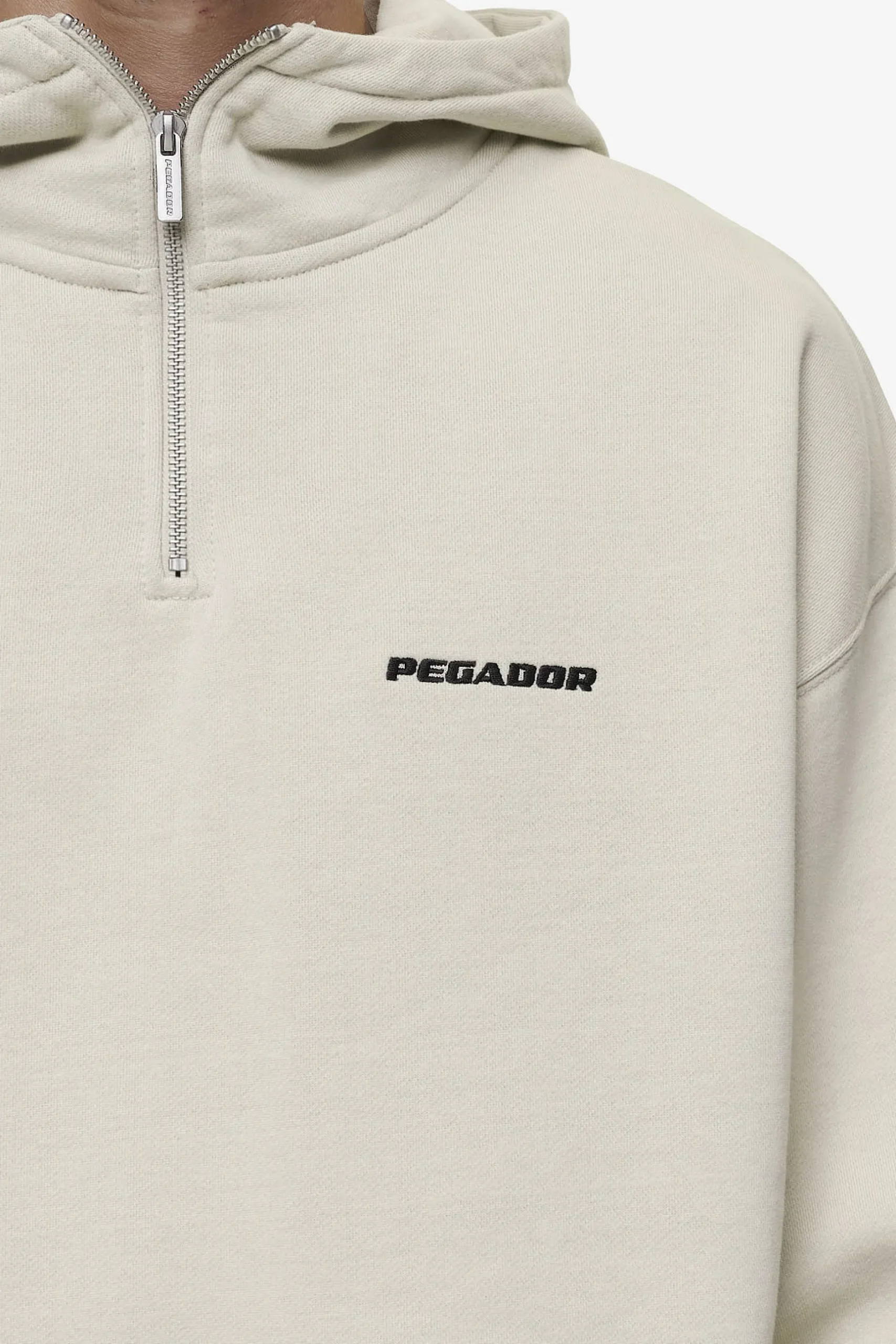 Pegador Hoodies|Zip Hoodies|Logo Oversized Halfzip Hoodie Washed Light Beige