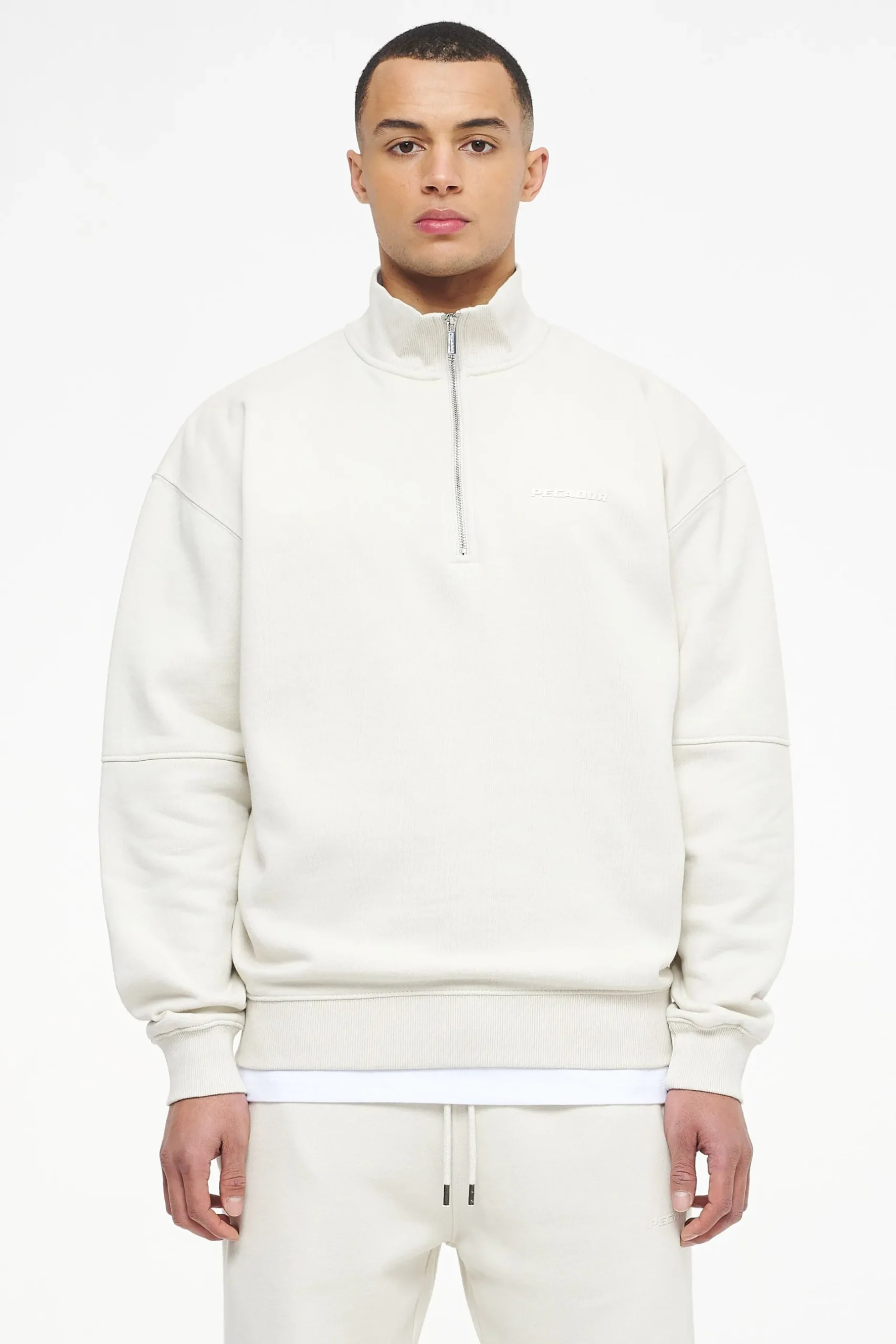 Pegador Sweaters|Logo Oversized Halfzip Sweater Vintage Washed Angels Cream Gum