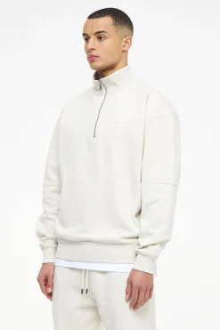 Pegador Sweaters|Logo Oversized Halfzip Sweater Vintage Washed Angels Cream Gum