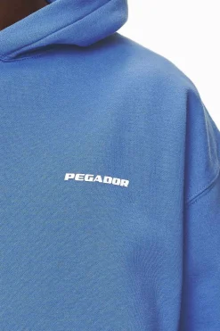 Pegador Hoodies|Logo Oversized Hoodie White Gum Washed retro blue
