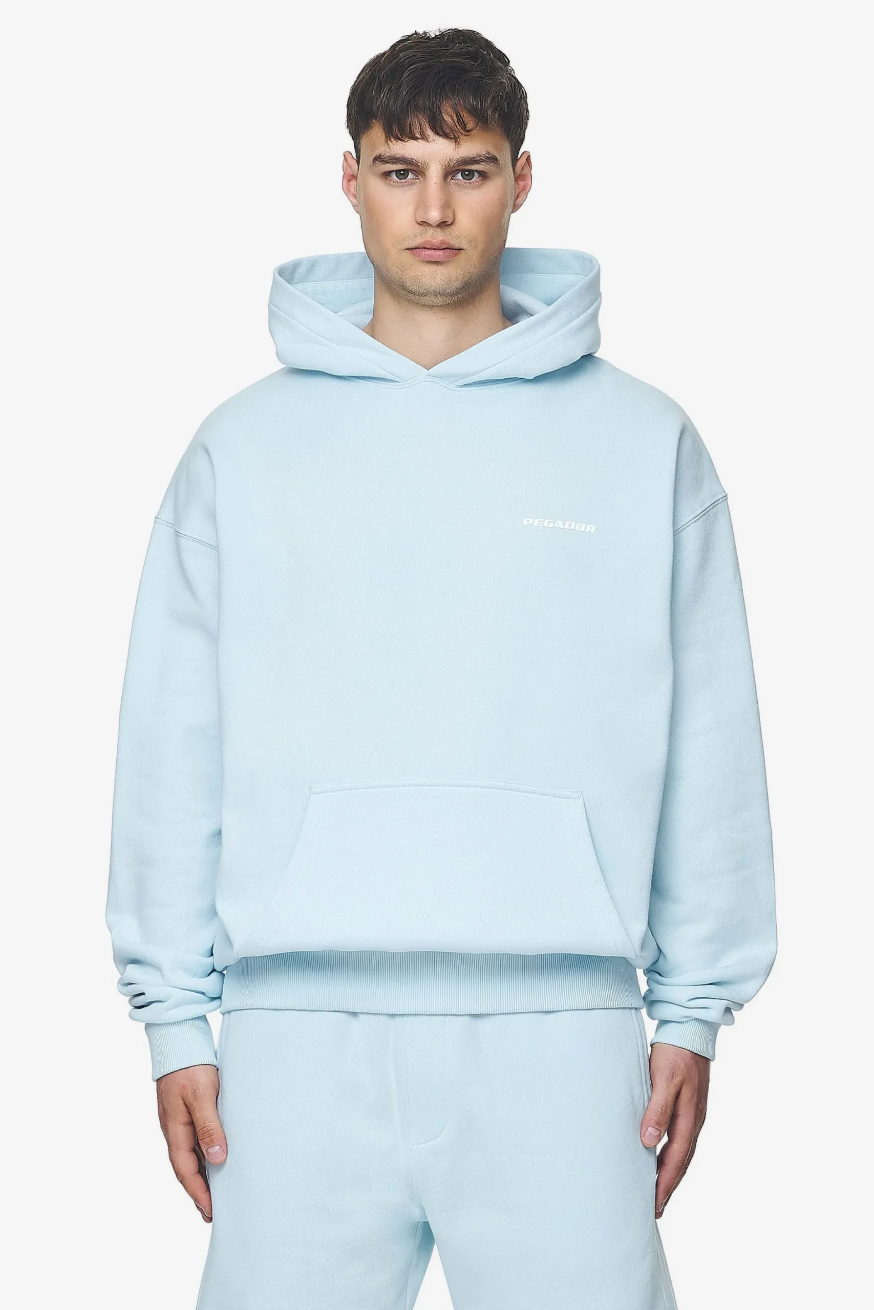 Pegador Hoodies|Logo Oversized Hoodie White Gum Washed baby blue