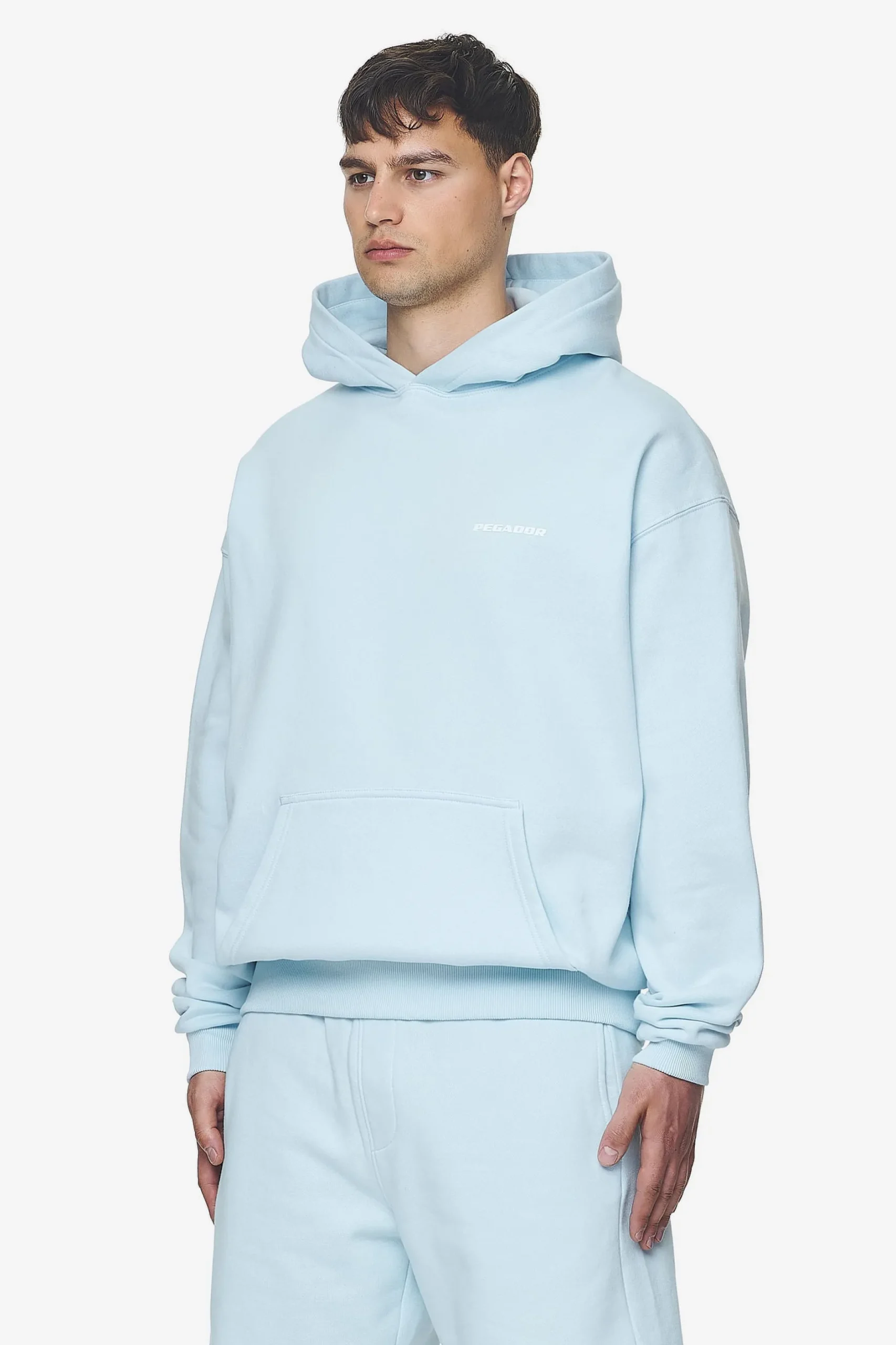 Pegador Hoodies|Logo Oversized Hoodie White Gum Washed baby blue