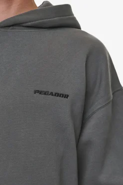 Pegador Hoodies|Logo Oversized Hoodie Washed Anthracite
