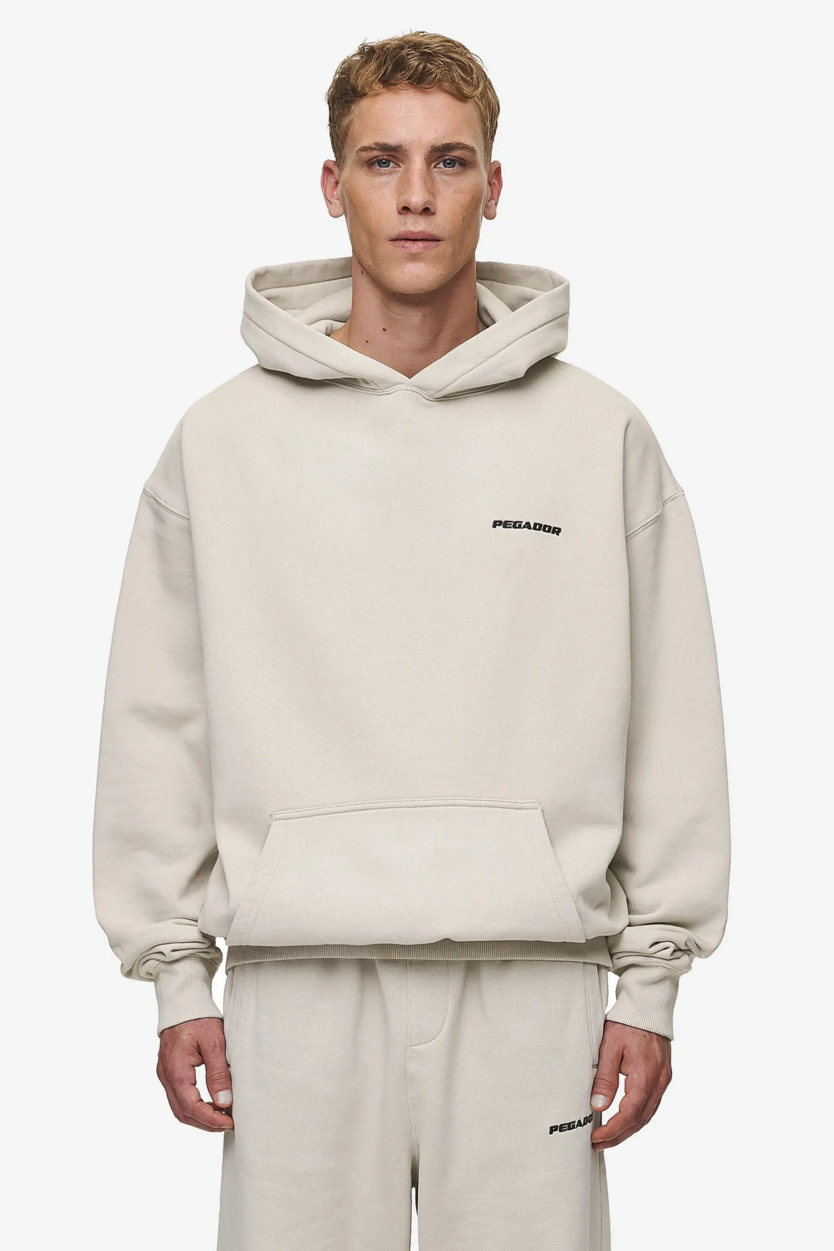 Pegador Hoodies|Logo Oversized Hoodie Washed Light Beige