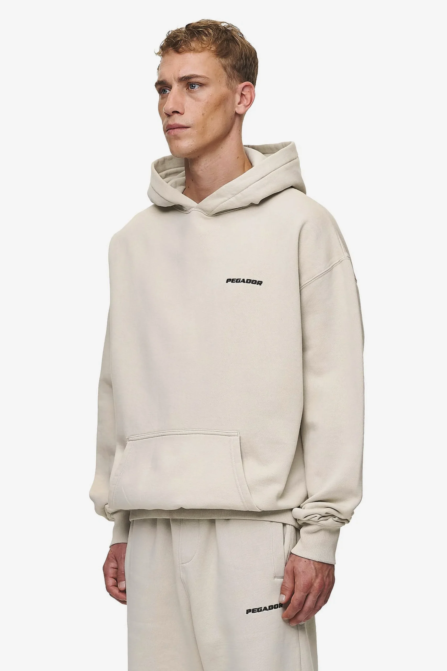 Pegador Hoodies|Logo Oversized Hoodie Washed Light Beige