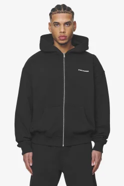 Pegador Hoodies|Zip Hoodies|Logo Oversized Sweat Jacket White Gum Washed black