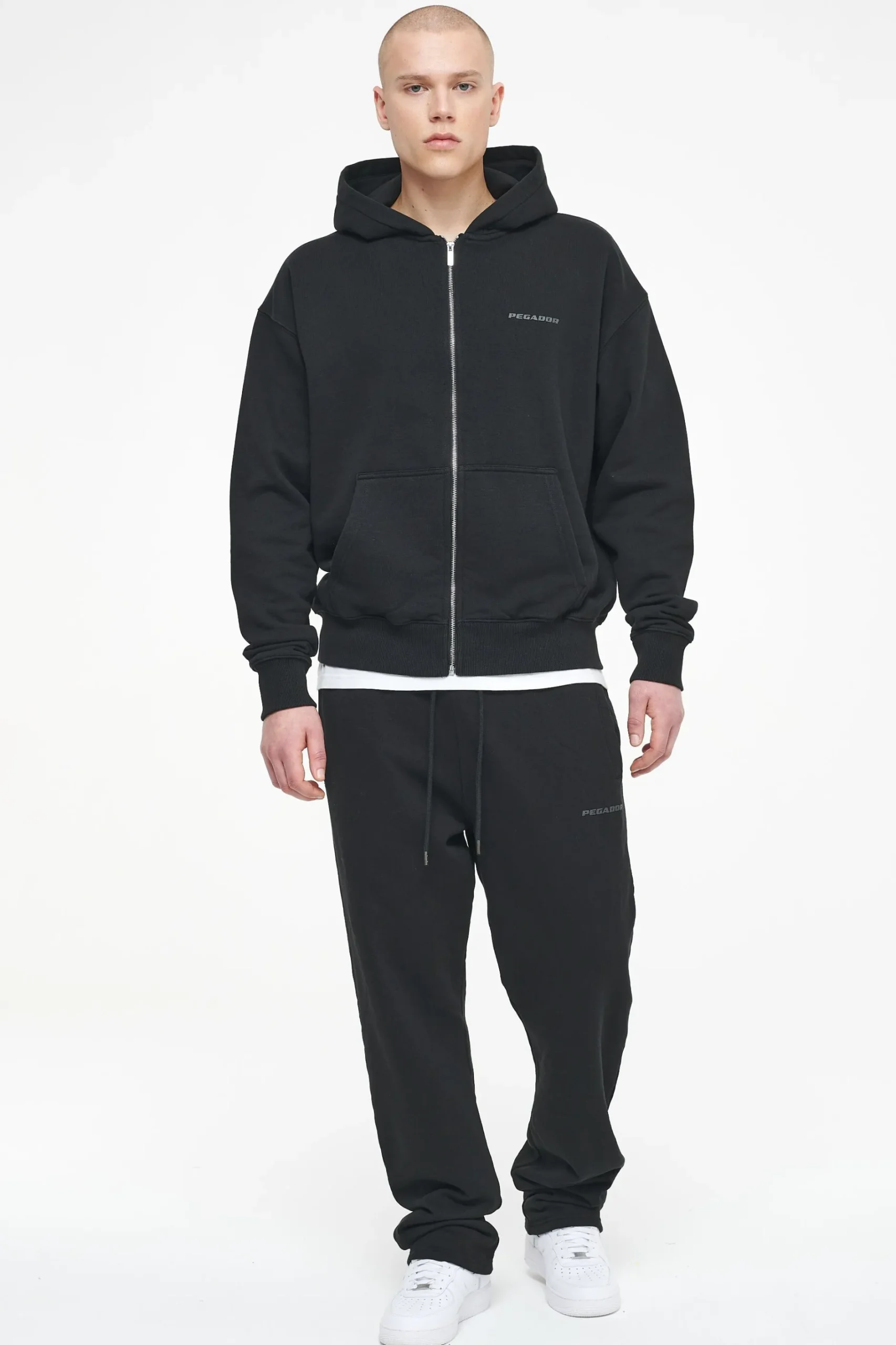 Pegador Hoodies|Zip Hoodies|Logo Oversized Sweat Jacket Gum Vintage washed black ink