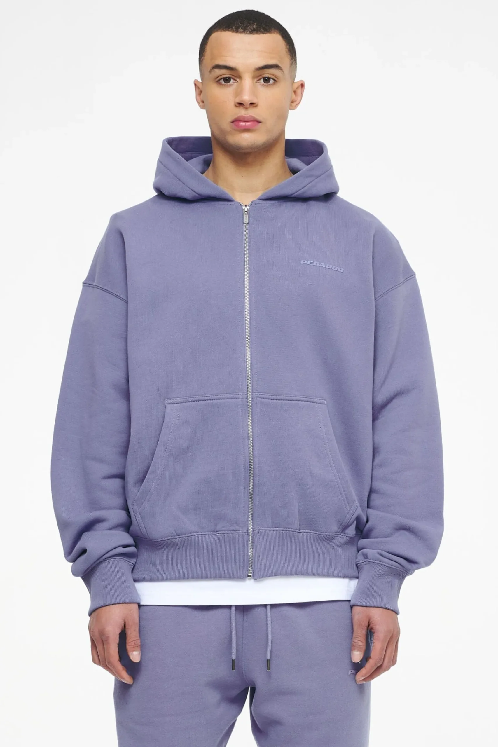 Pegador Hoodies|Zip Hoodies|Logo Oversized Sweat Jacket Gum Vintage washed magic violet