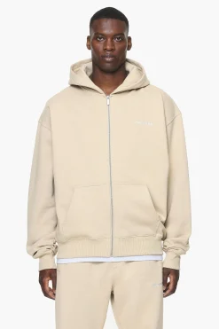 Pegador Hoodies|Zip Hoodies|Logo Oversized Sweat Jacket Vintage washed kingdom beige