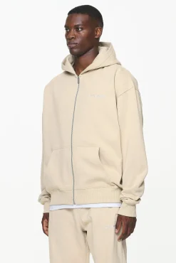 Pegador Hoodies|Zip Hoodies|Logo Oversized Sweat Jacket Vintage washed kingdom beige