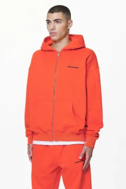 Pegador Hoodies|Zip Hoodies|Logo Oversized Sweat Jacket Gum Washed signal red