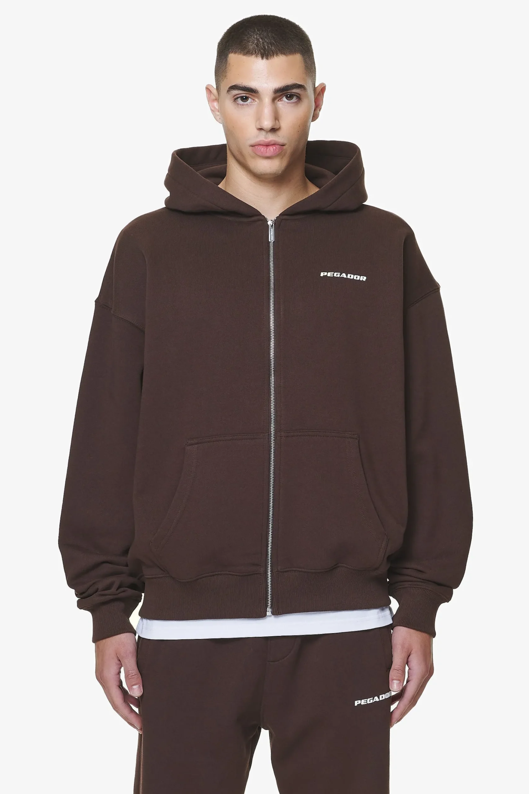 Pegador Hoodies|Zip Hoodies|Logo Oversized Sweat Jacket Gum Washed oak brown