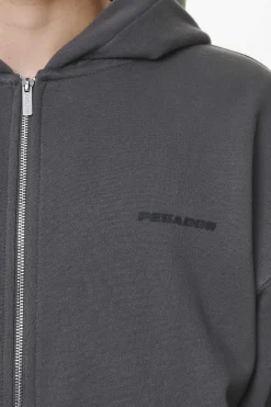 Pegador Zip Hoodies|Hoodies|Logo Oversized Sweat Jacket Gum Washed volcano grey