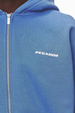 Pegador Hoodies|Zip Hoodies|Logo Oversized Sweat Jacket White Gum Washed retro blue