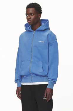 Pegador Hoodies|Zip Hoodies|Logo Oversized Sweat Jacket White Gum Washed retro blue