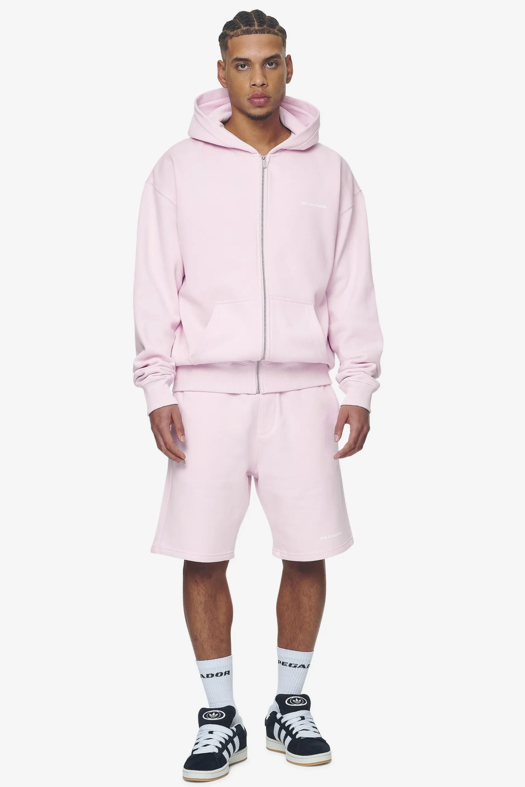 Pegador Hoodies|Zip Hoodies|Logo Oversized Sweat Jacket White Gum Washed bubblegum