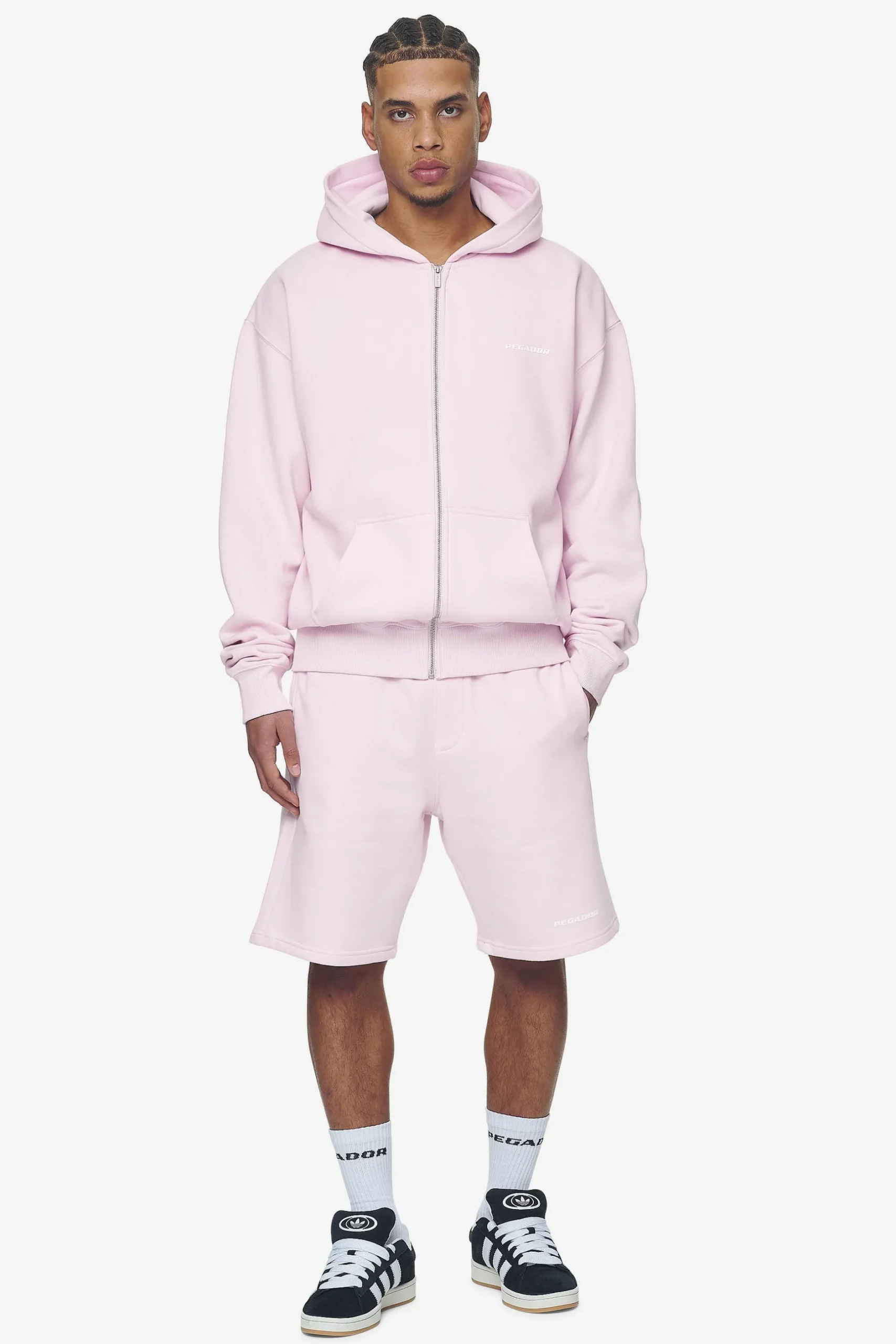 Pegador Hoodies|Zip Hoodies|Logo Oversized Sweat Jacket White Gum Washed bubblegum