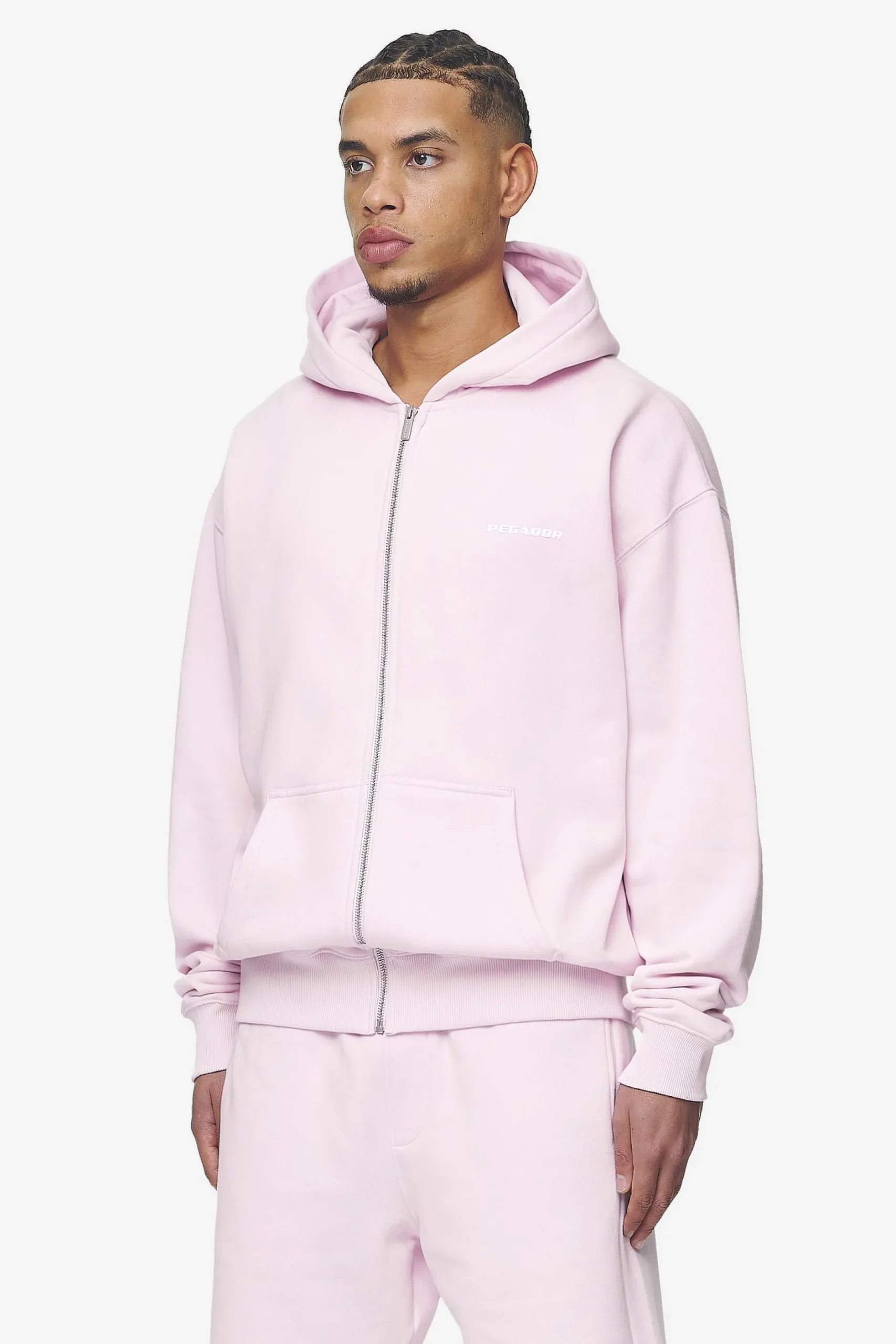 Pegador Hoodies|Zip Hoodies|Logo Oversized Sweat Jacket White Gum Washed bubblegum