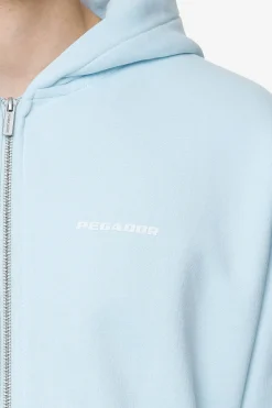 Pegador Hoodies|Zip Hoodies|Logo Oversized Sweat Jacket White Gum Washed baby blue