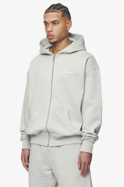 Pegador Hoodies|Zip Hoodies|Logo Oversized Sweat Jacket White Gum Washed pearl grey