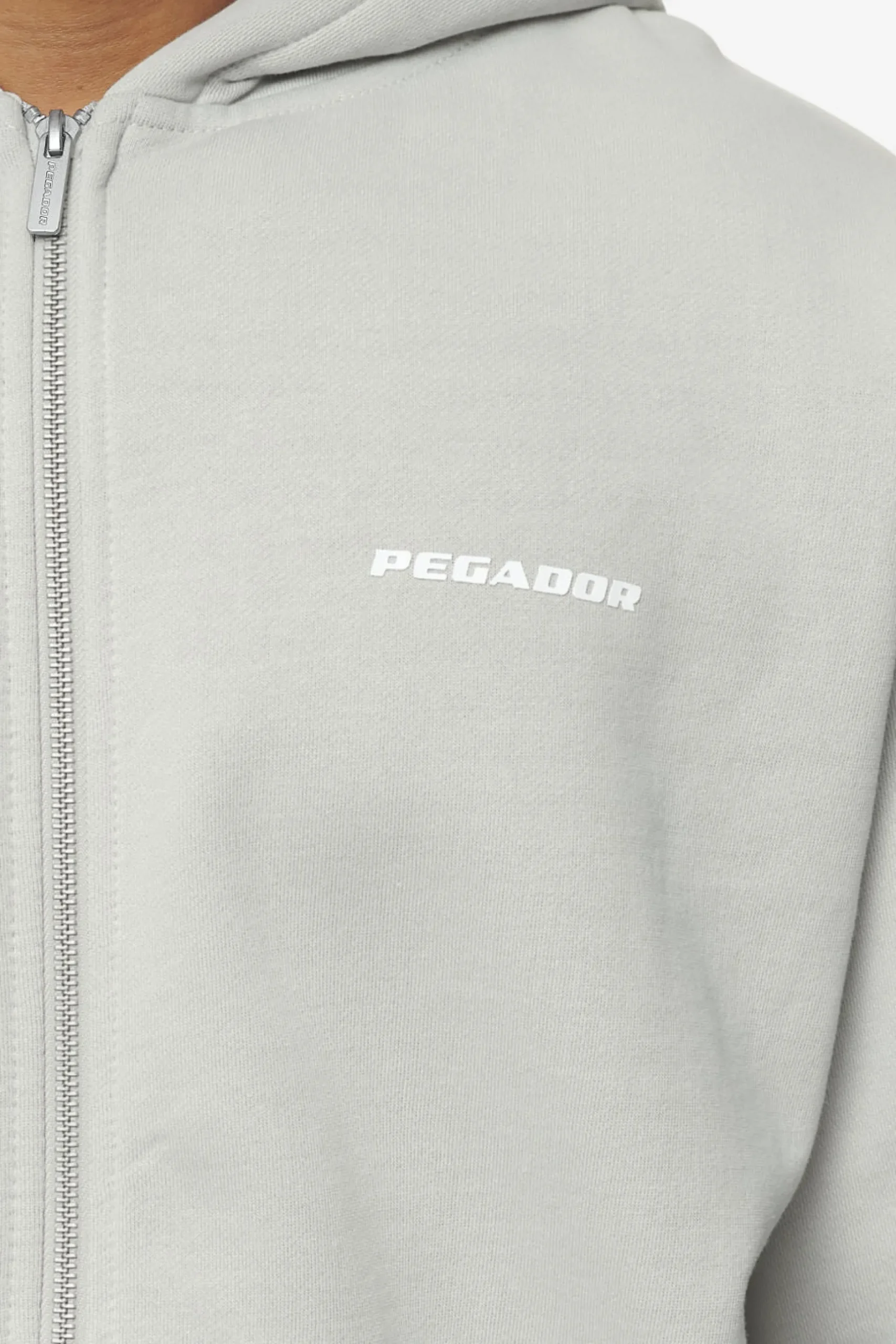 Pegador Hoodies|Zip Hoodies|Logo Oversized Sweat Jacket White Gum Washed pearl grey