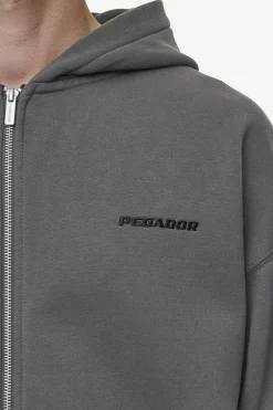 Pegador Hoodies|Zip Hoodies|Logo Oversized Sweat Jacket Washed Anthracite