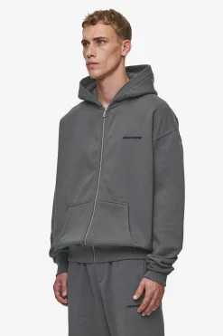 Pegador Hoodies|Zip Hoodies|Logo Oversized Sweat Jacket Washed Anthracite