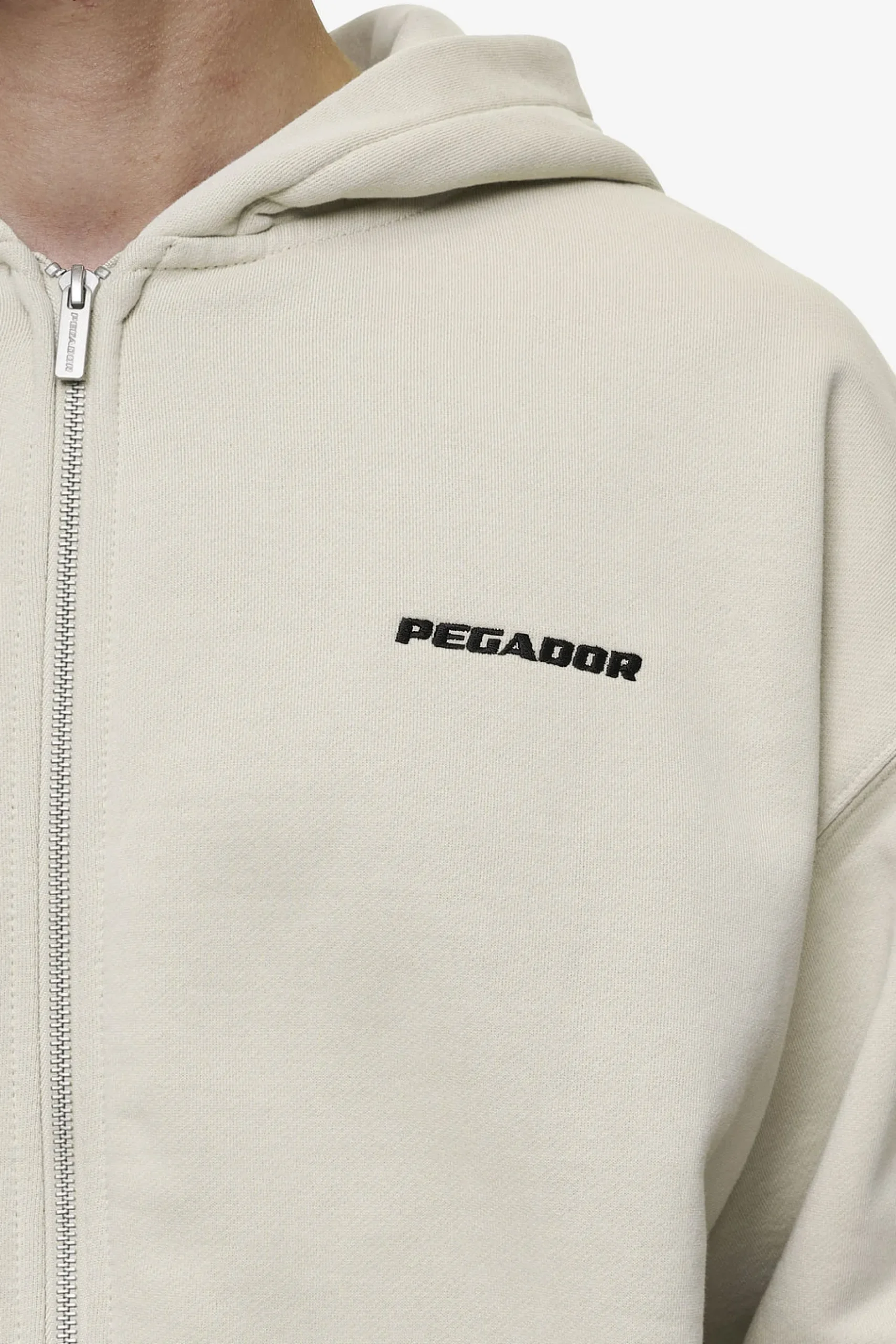 Pegador Hoodies|Zip Hoodies|Logo Oversized Sweat Jacket Washed Light Beige
