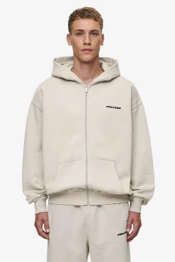 Pegador Hoodies|Zip Hoodies|Logo Oversized Sweat Jacket Washed Light Beige