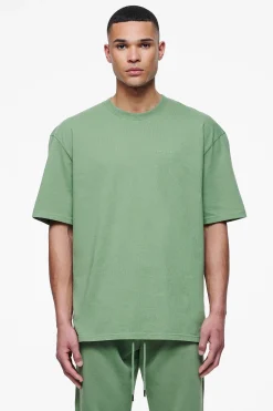 Pegador Tees|Logo Oversized Tee Gum Vintage washed cypress green
