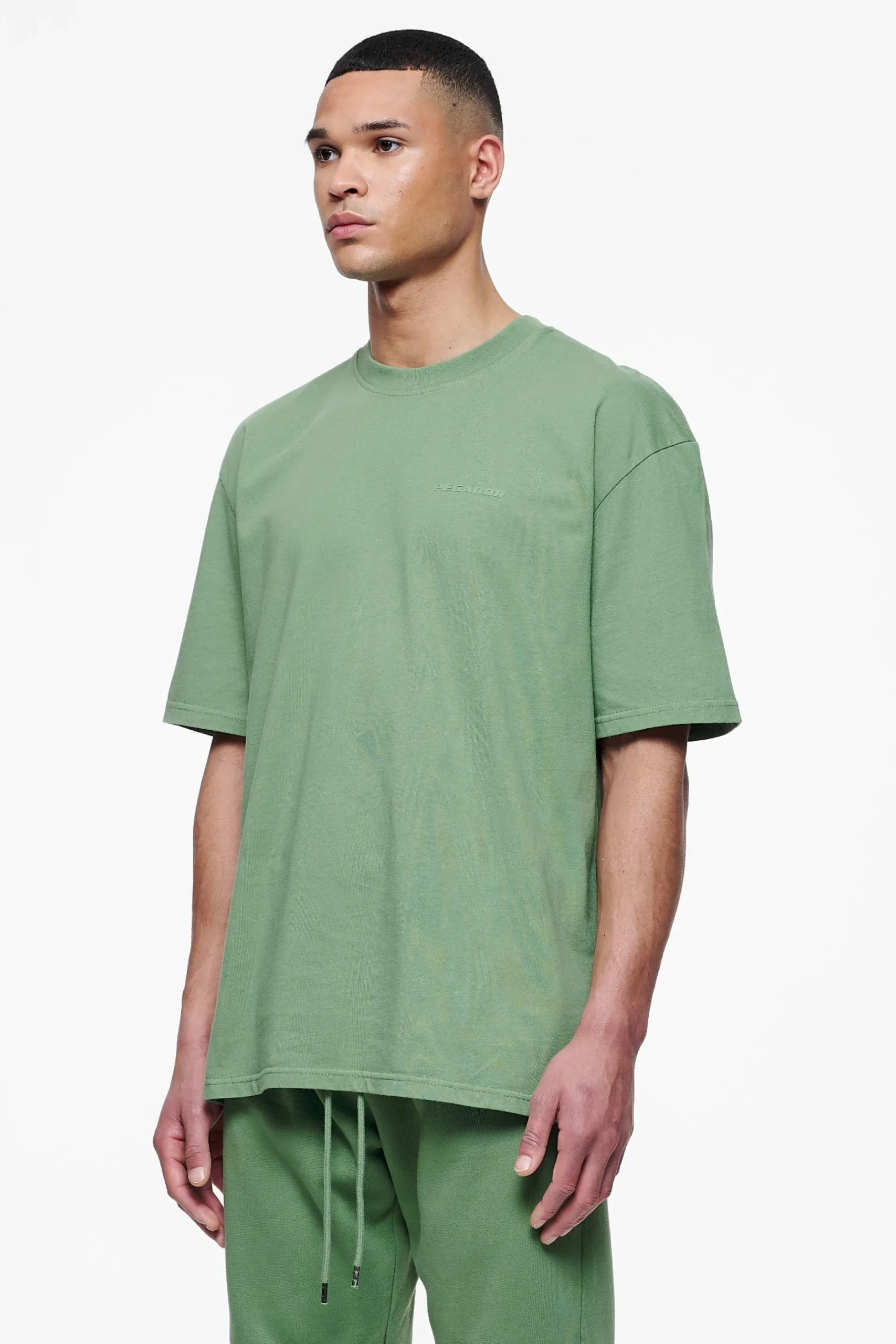 Pegador Tees|Logo Oversized Tee Gum Vintage washed cypress green