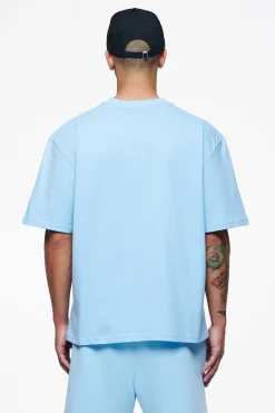 Pegador Tees|Logo Oversized Tee Gum Vintage washed riviera blue