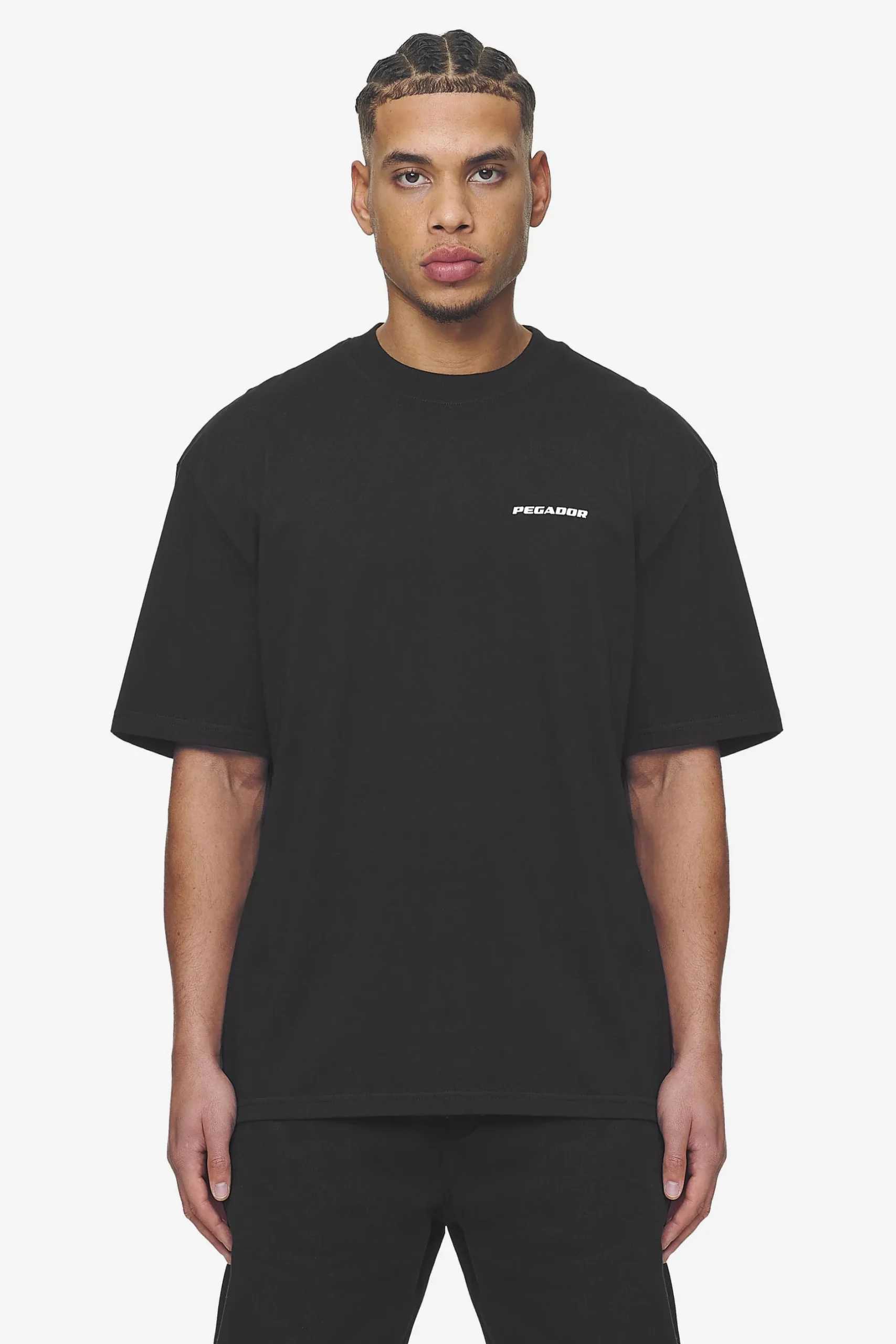 Pegador Tees|Logo Oversized Tee White Gum Washed black