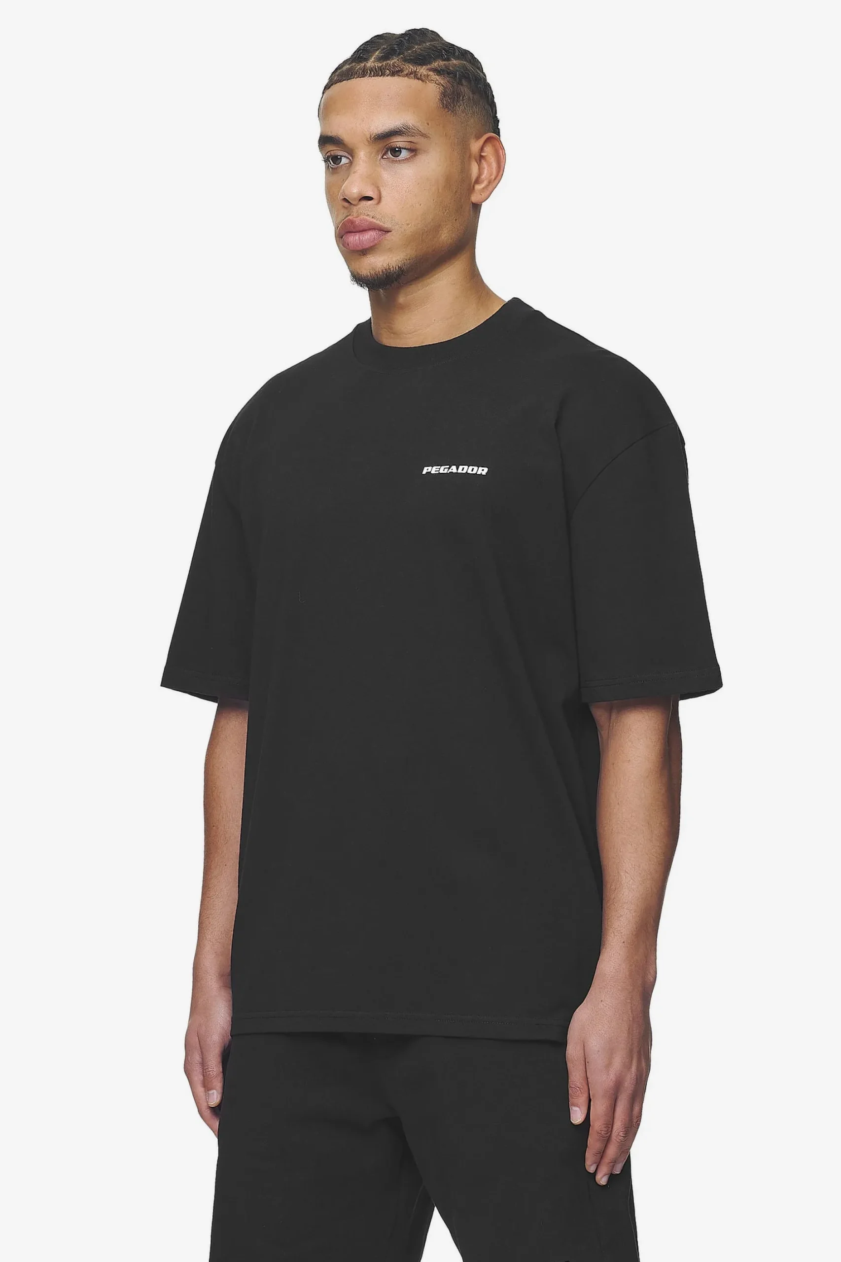 Pegador Tees|Logo Oversized Tee White Gum Washed black