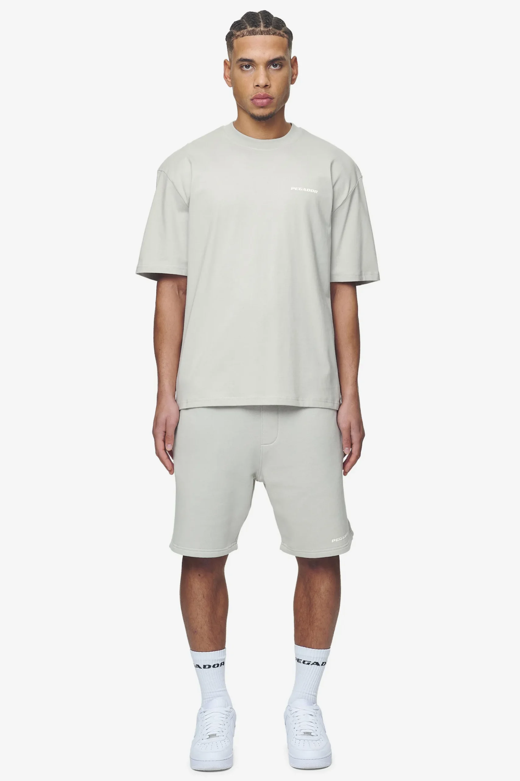 Pegador Tees|Logo Oversized Tee White Gum Washed pearl grey