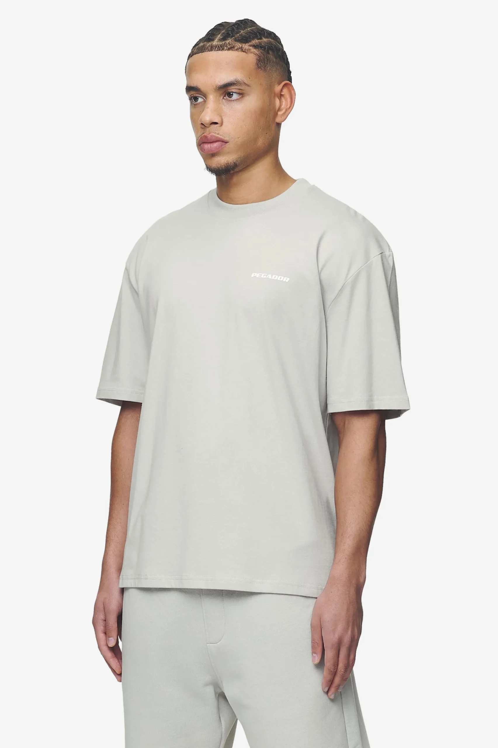 Pegador Tees|Logo Oversized Tee White Gum Washed pearl grey