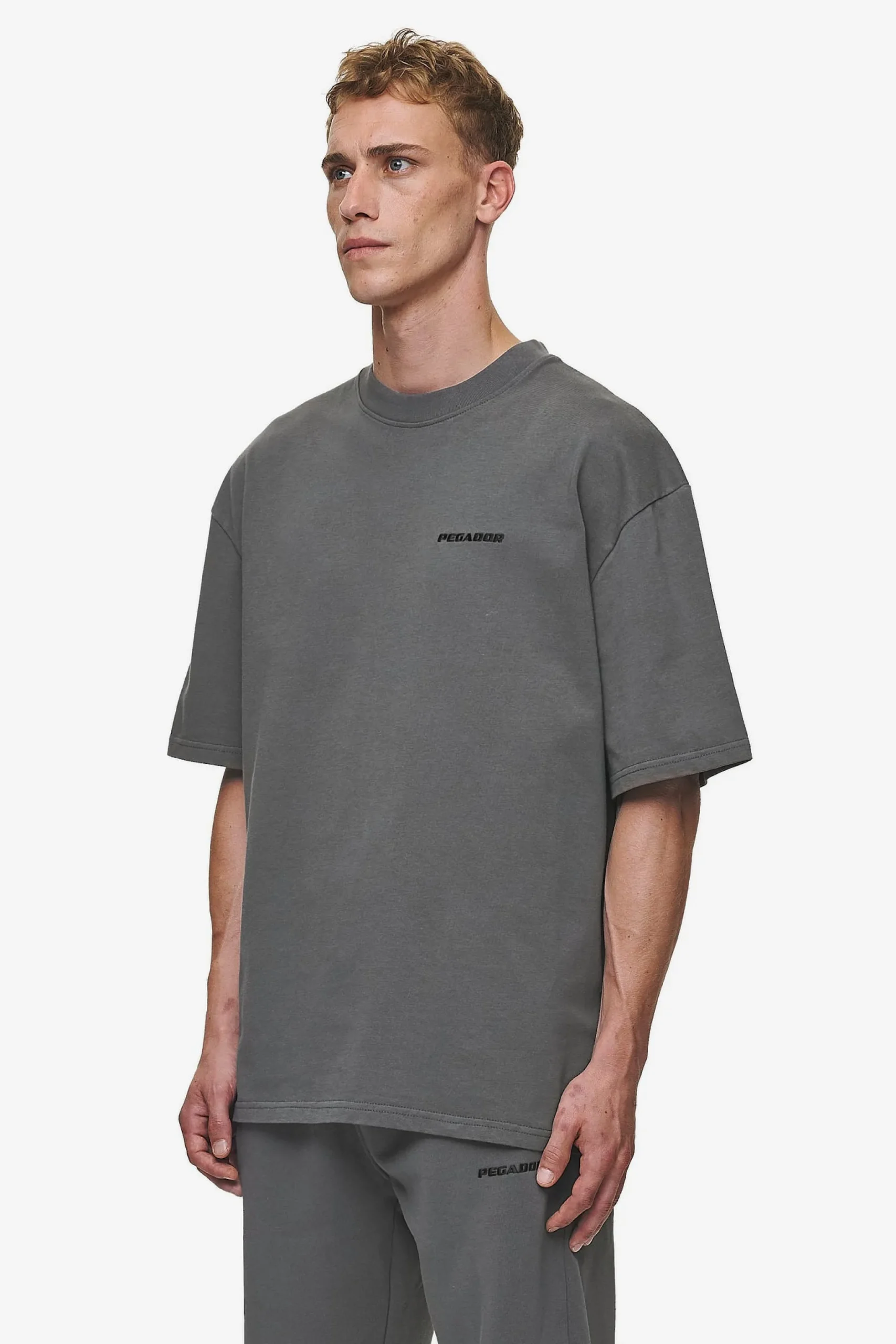 Pegador Tees|Logo Oversized Tee Washed Anthracite