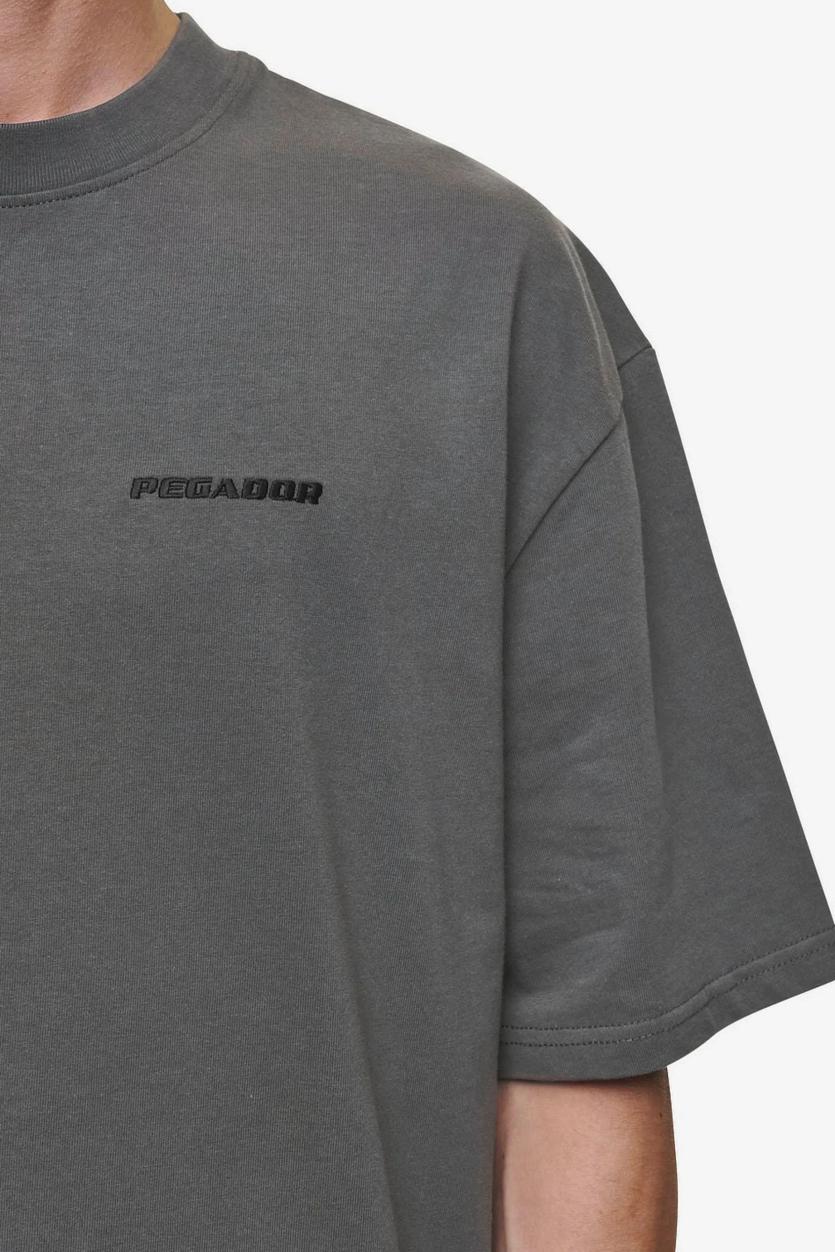 Pegador Tees|Logo Oversized Tee Washed Anthracite
